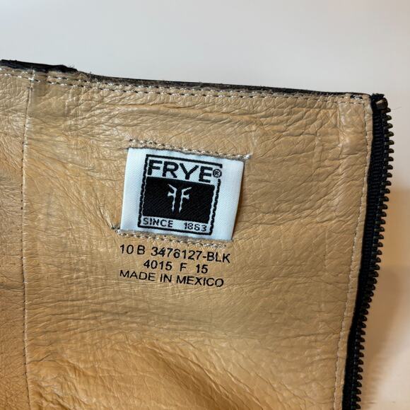 Frye Malorie Button Tall Knee High Black Leather Boots Size 10 Zip Riding Heel - Picture 13 of 14